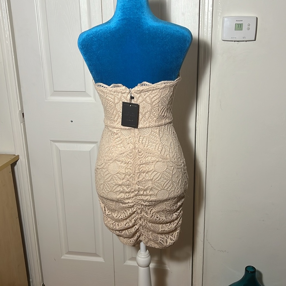 NWT Michael Costello X Revolve Braya Elegant Cream Strapless Mini Dress XS - Picture 10 of 15